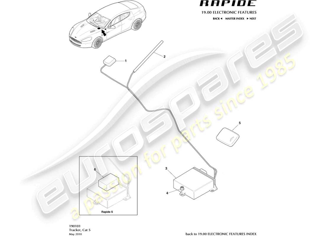 a part diagram from the aston martin rapide (2017) parts catalogue