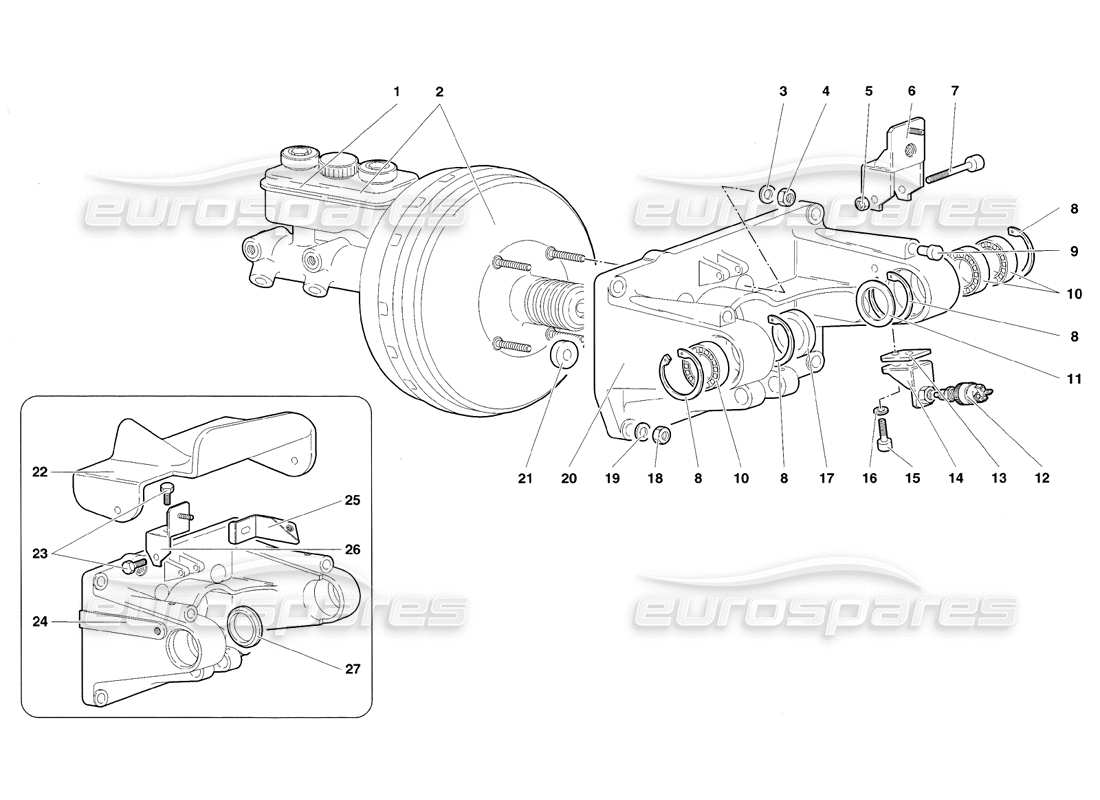 lamborghini diablo sv (1998) pedal mounting parts diagram