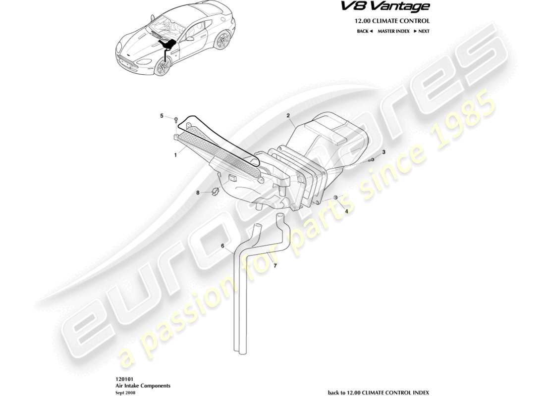 a part diagram from the aston martin v8 vantage (2013) parts catalogue
