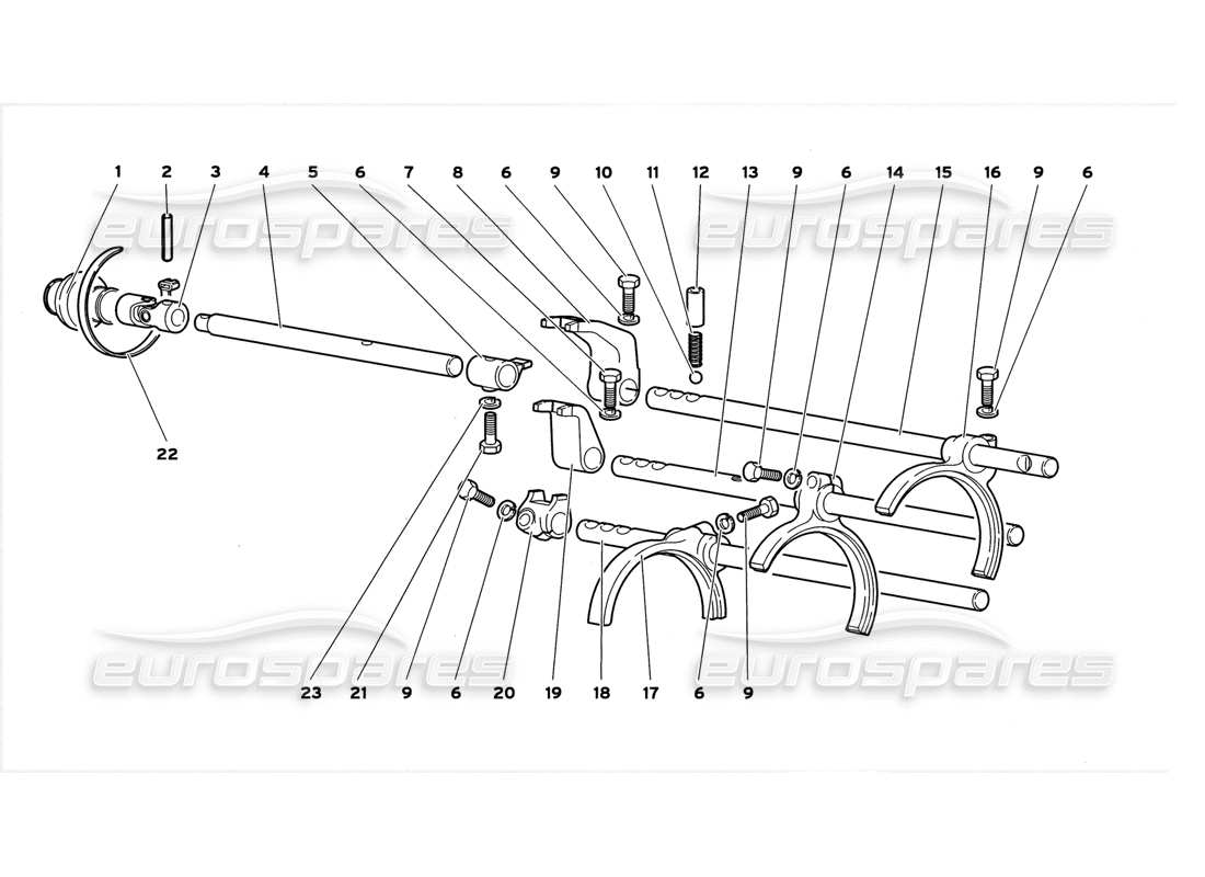 lamborghini diablo gt (1999) gearbox shifting rods parts diagram