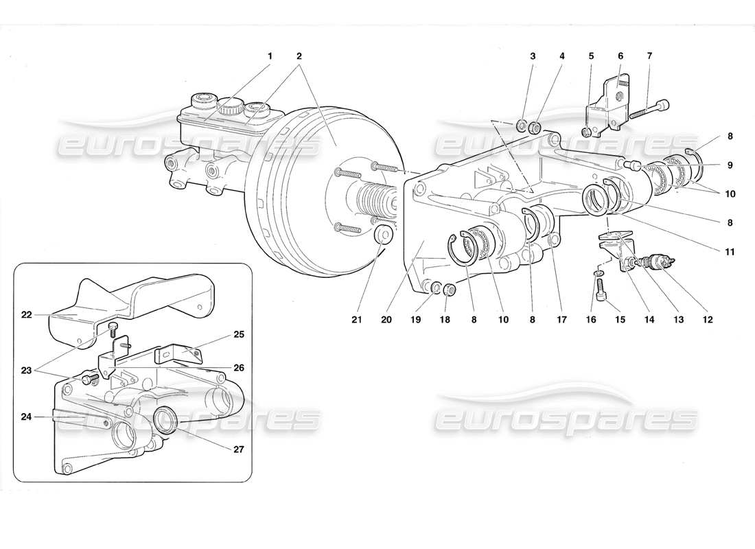 lamborghini diablo roadster (1998) pedal mounting parts diagram