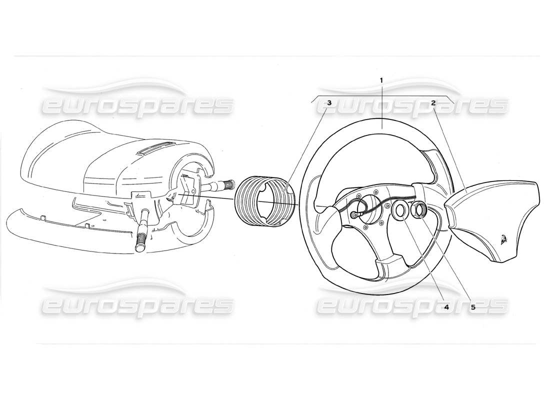 lamborghini diablo gt (1999) steering system without air bag parts diagram