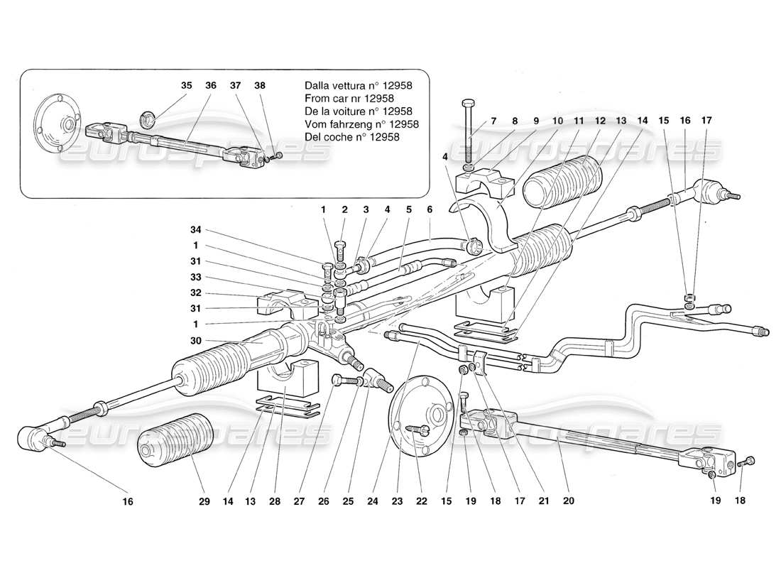 lamborghini diablo roadster (1998) steering parts diagram
