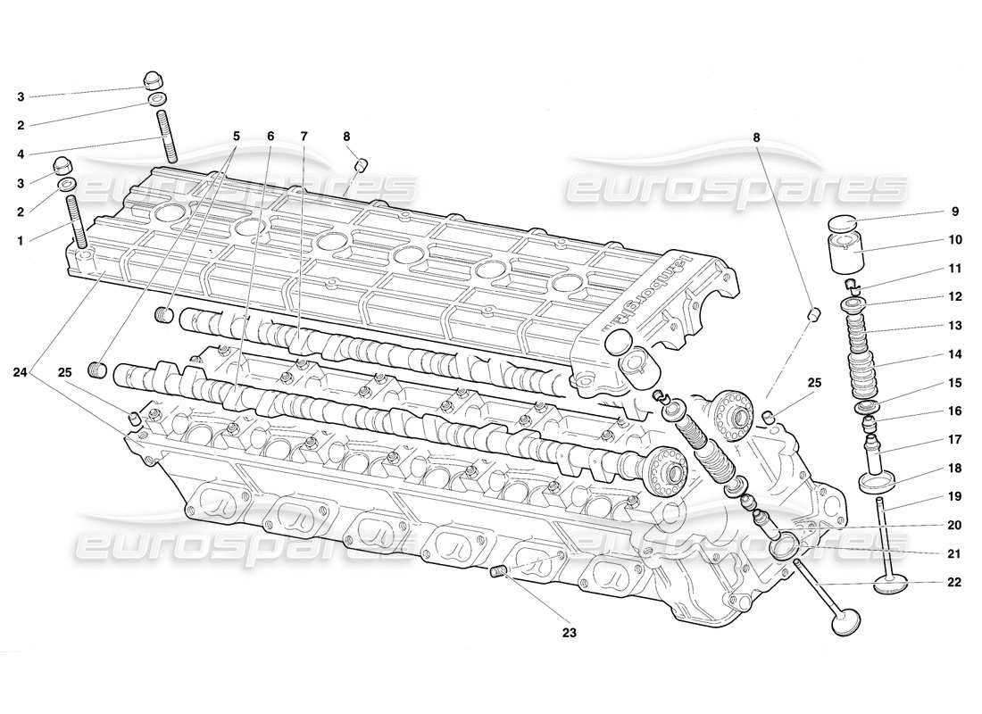 lamborghini diablo se30 (1995) right cylinder head parts diagram