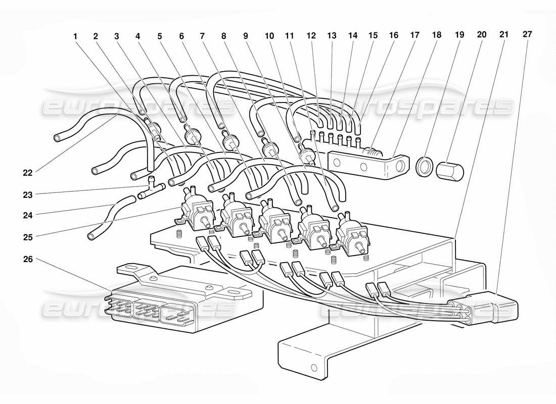 a part diagram from the lamborghini diablo (1991) parts catalogue