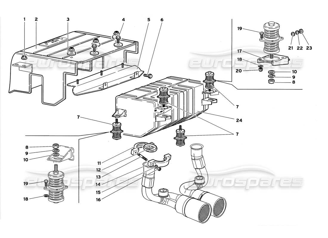 lamborghini diablo gt (1999) exhaust system parts diagram