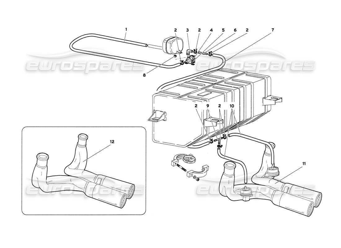 lamborghini diablo 6.0 (2001) exhaust system part diagram