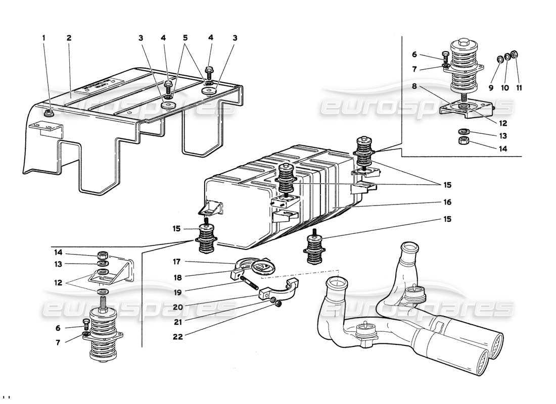 lamborghini diablo 6.0 (2001) exhaust system part diagram