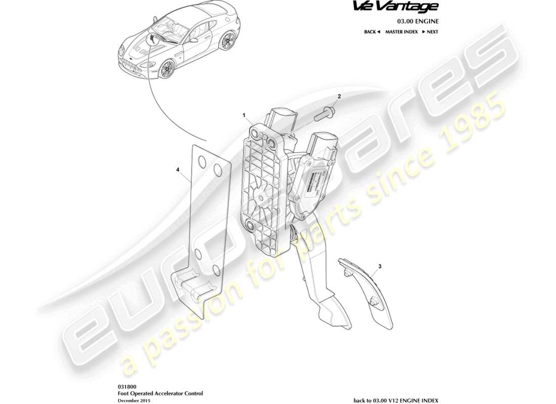 a part diagram from the aston martin v12 vantage (2011) parts catalogue