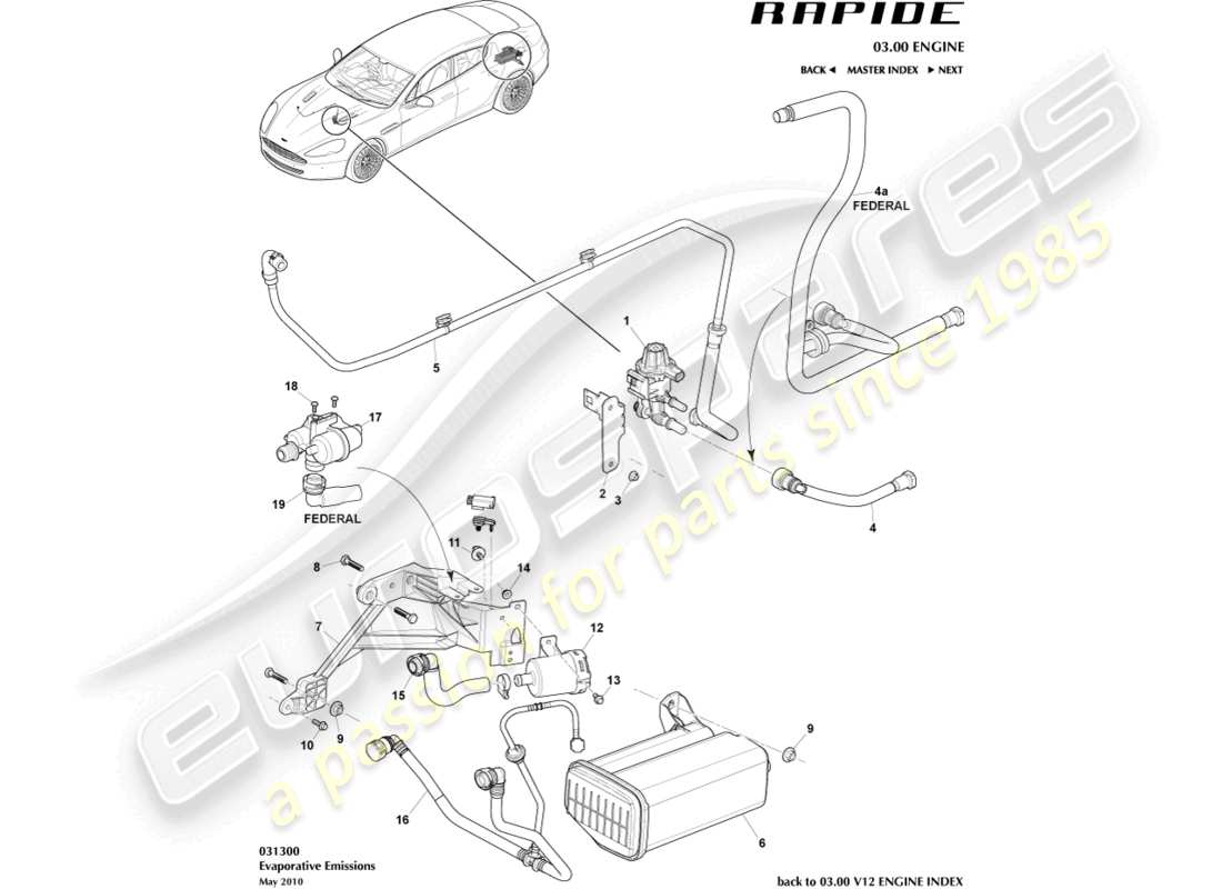 a part diagram from the aston martin rapide (2016) parts catalogue