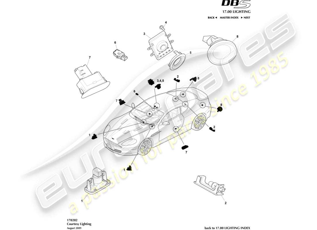 a part diagram from the aston martin dbs (2014) parts catalogue
