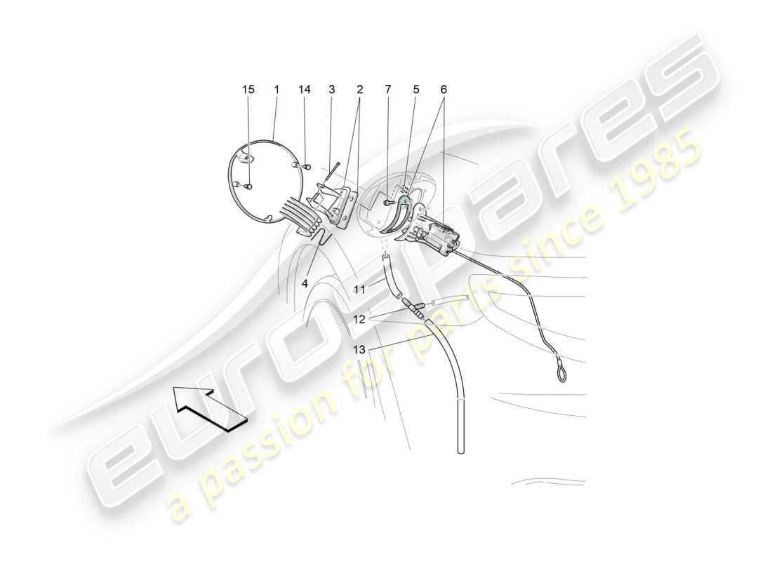 maserati qtp 3.0 tds v6 275hp (2015) fuel tank door and controls part diagram