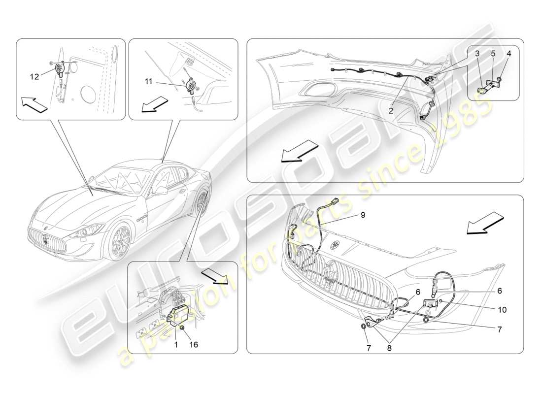 maserati granturismo s (2017) parking sensors part diagram