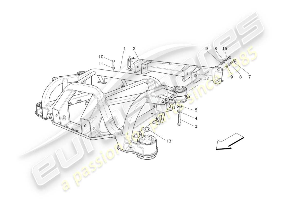 maserati granturismo (2010) rear chassis part diagram