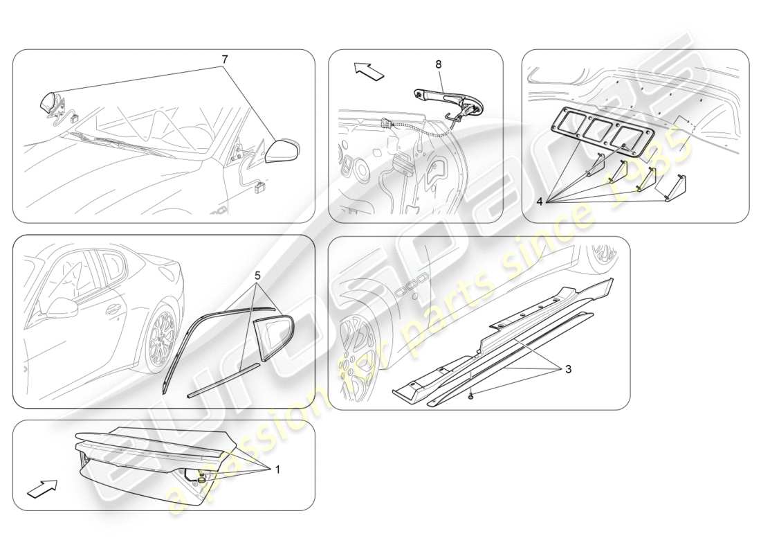 maserati granturismo (2010) after market accessories part diagram