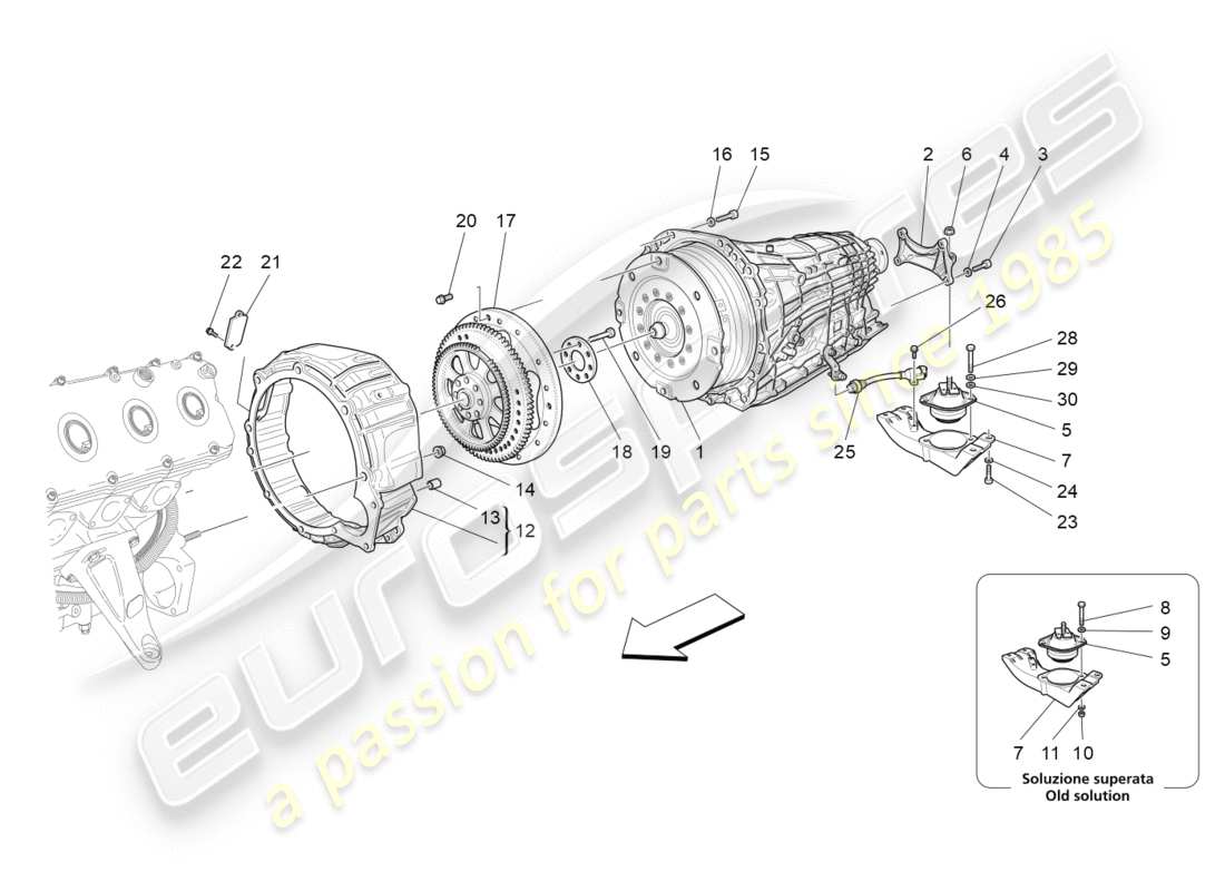 maserati granturismo s (2019) gearbox housings parts diagram