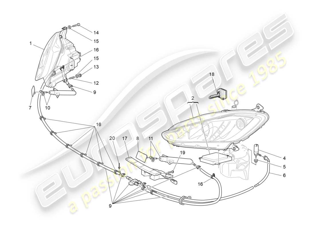 maserati granturismo s (2016) headlight clusters part diagram