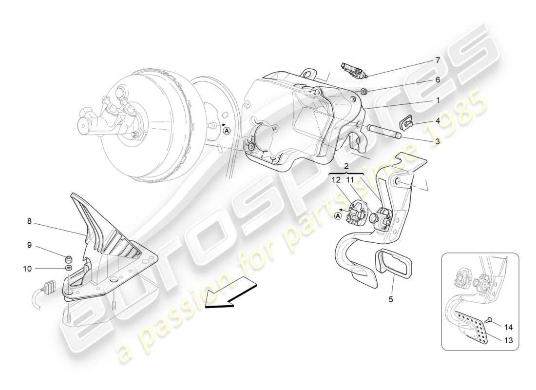 maserati granturismo (2010) complete pedal board unit part diagram