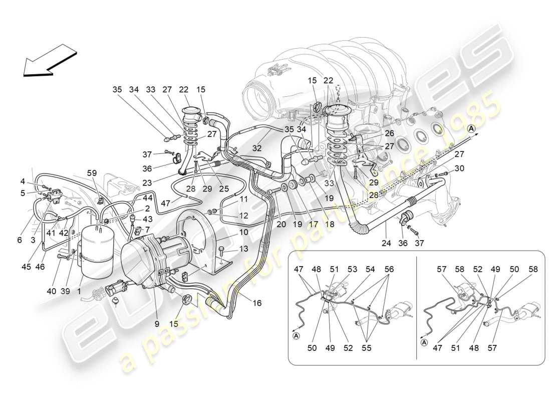 maserati granturismo s (2017) additional air system parts diagram