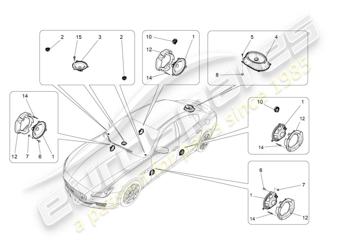 maserati qtp 3.0 bt v6 410hp (2014) sound diffusion system parts diagram