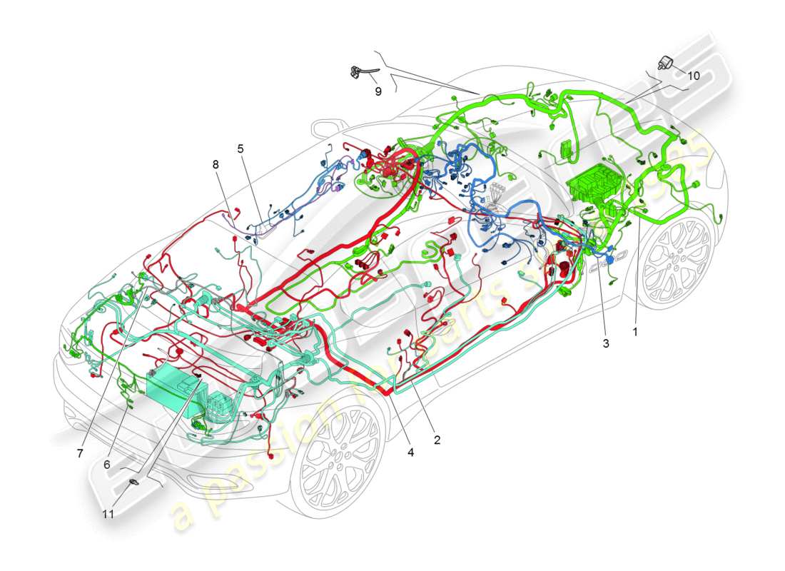 maserati granturismo (2008) main wiring parts diagram