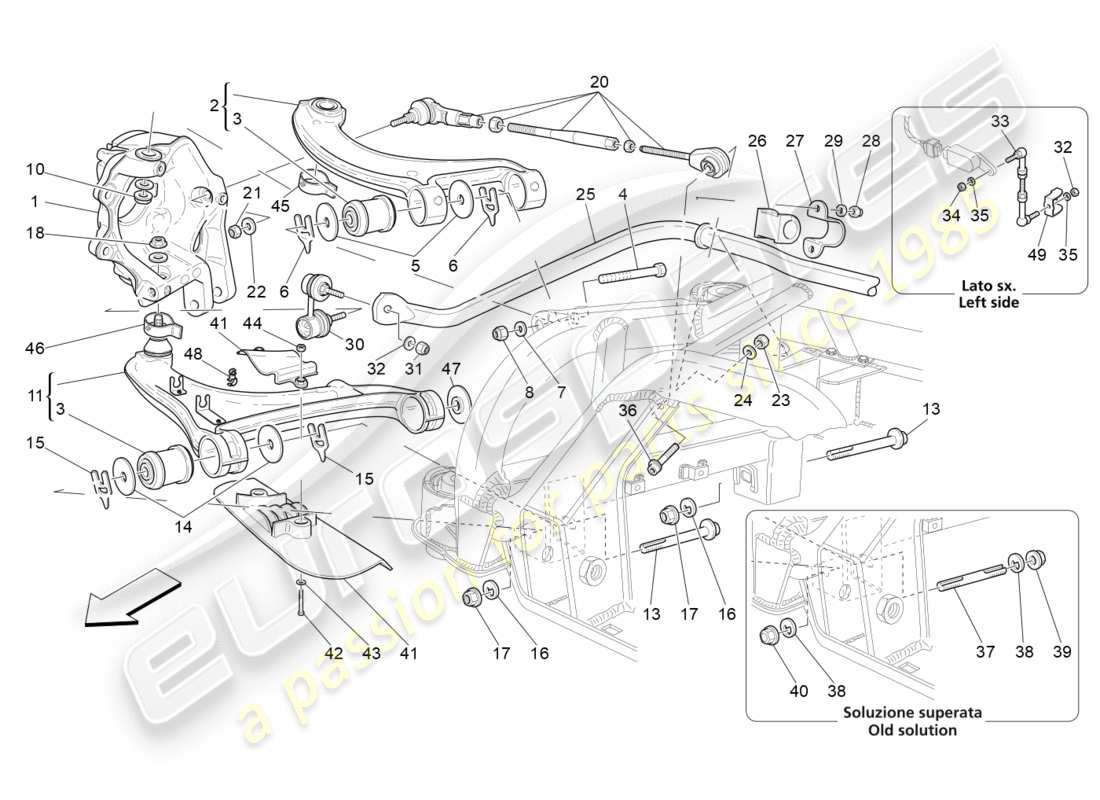 maserati granturismo s (2019) rear suspension part diagram