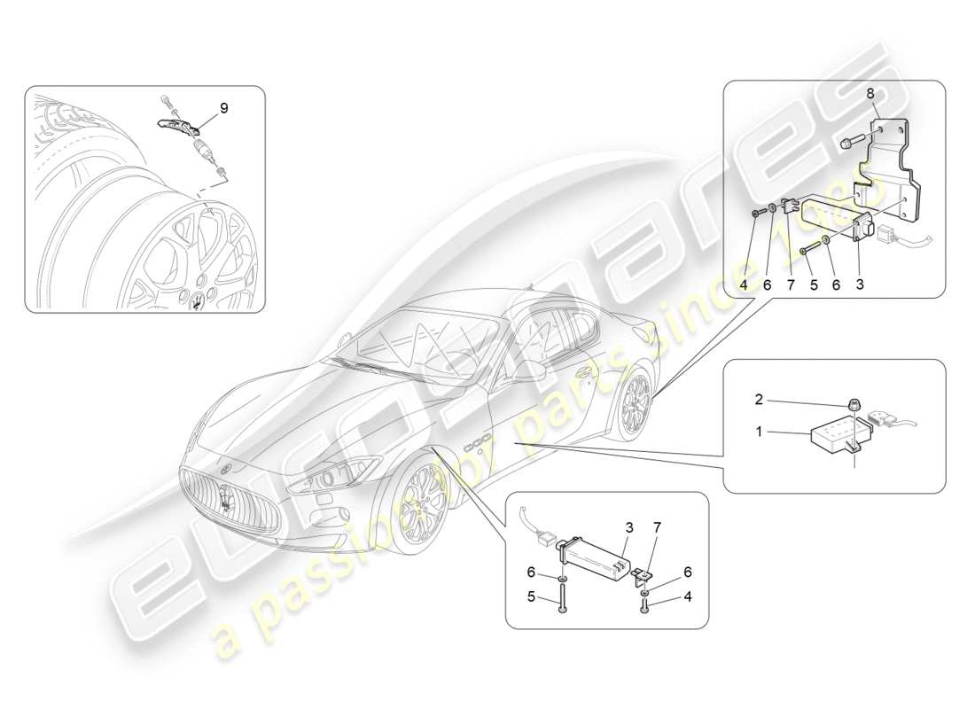 maserati granturismo (2010) tyre pressure monitoring system part diagram