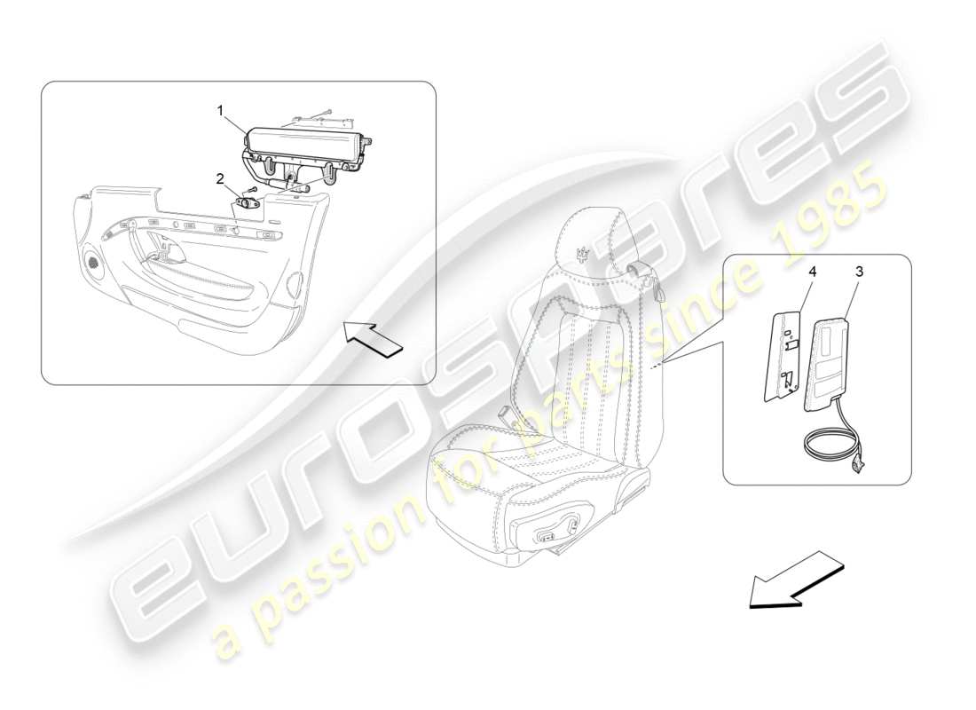 maserati granturismo (2010) front side bag system part diagram