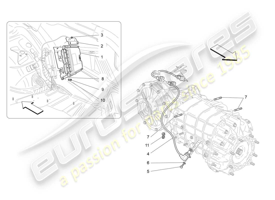 maserati granturismo (2010) electronic control (gearbox) part diagram