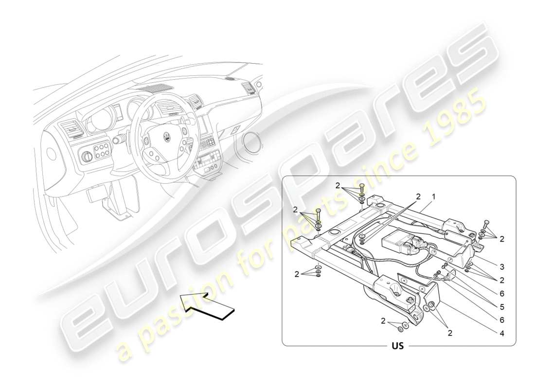 maserati granturismo (2009) passenger's airbag-deactivation parts diagram