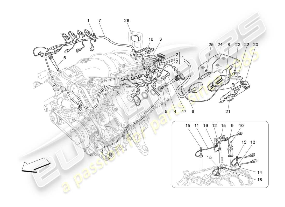 maserati granturismo s (2019) electronic control: injection and engine timing control part diagram