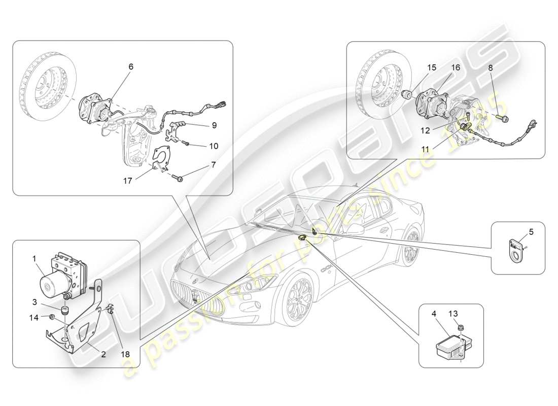 maserati granturismo (2010) braking control systems part diagram