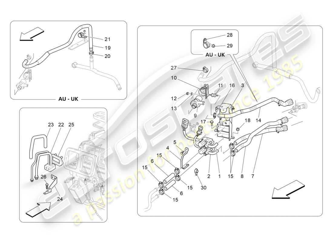 maserati granturismo s (2016) a/c unit: engine compartment devices part diagram