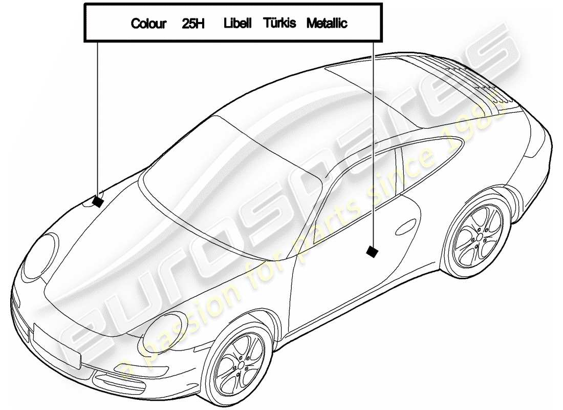 porsche 2010 (997-2) paint touch-up stick parts diagram