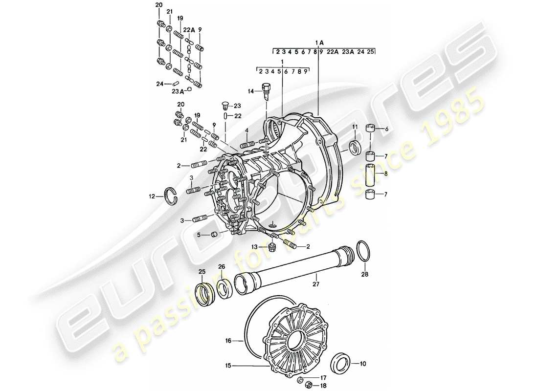 porsche 1983 (911) replacement transmission - transmission case part diagram