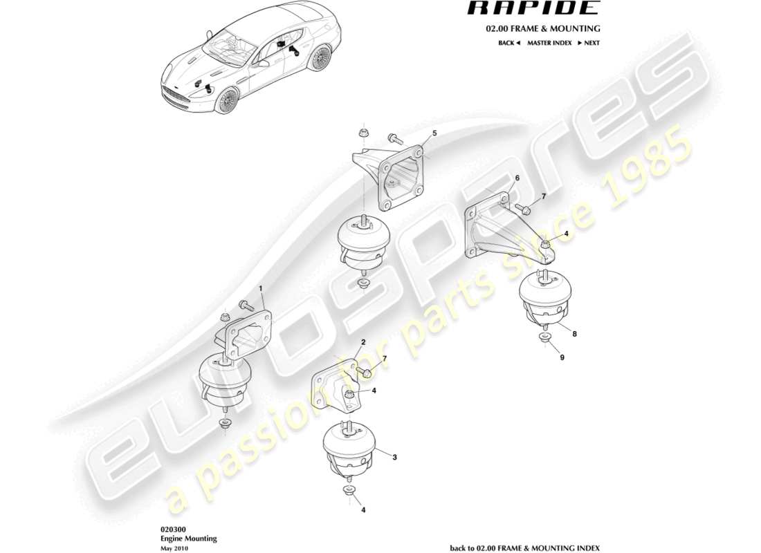 aston martin rapide (2013) powertrain mountings part diagram