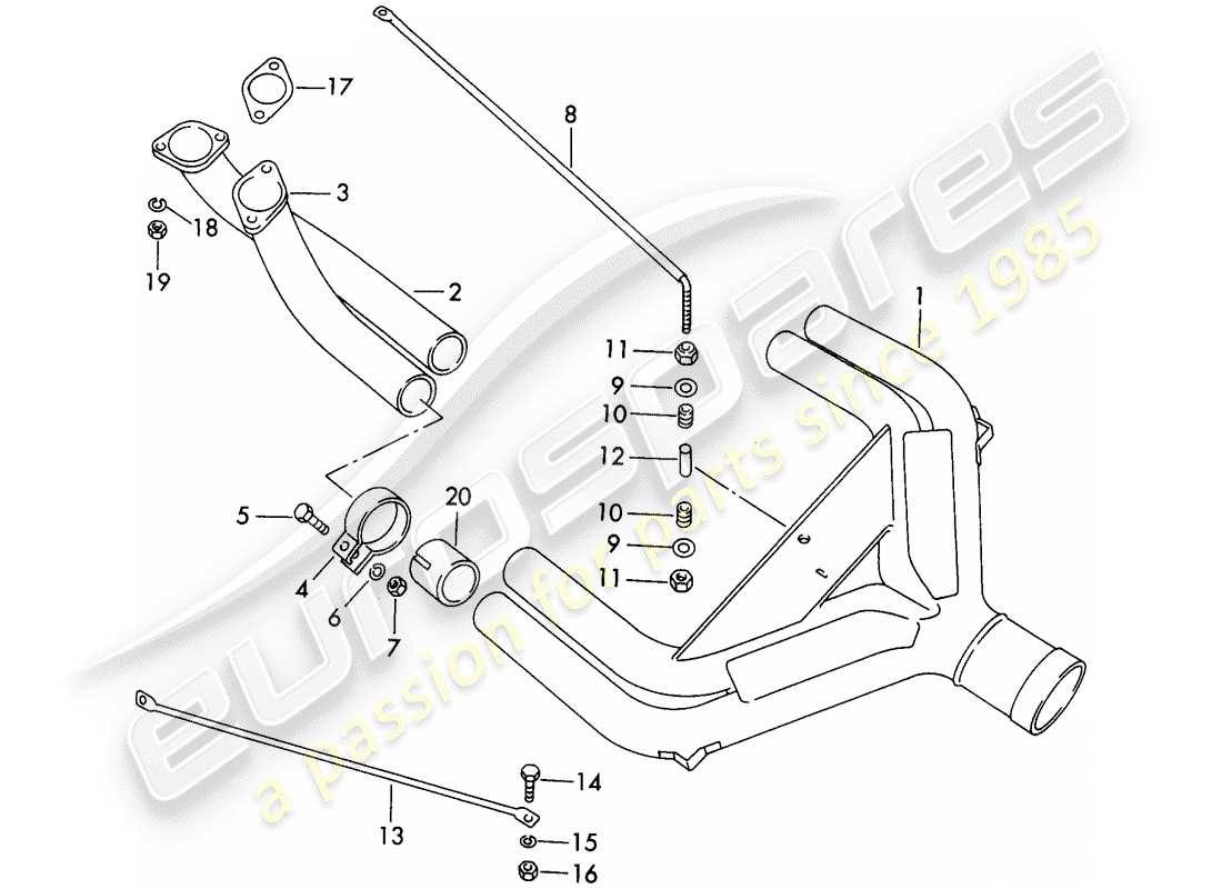 porsche 1963 (356b/356c) exhaust system - sport version - only - for - race track part diagram