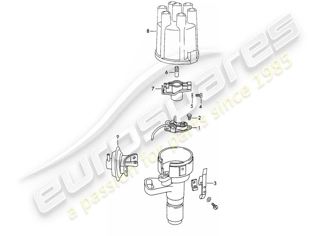 porsche 1970 (911) distributor - - marelli - - d - mj 1972>> part diagram