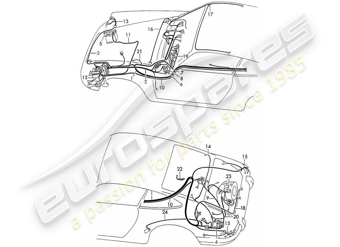 porsche 1970 (911) wiring harnesses part diagram