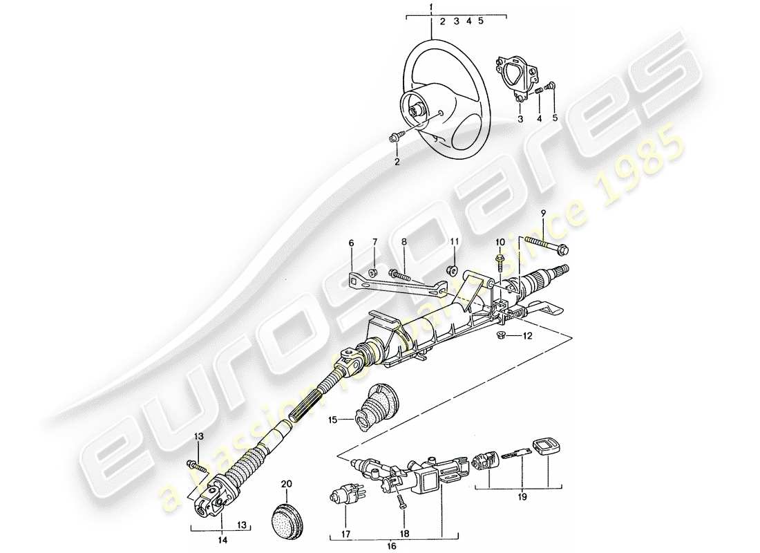 porsche 2005 (996 gt3) steering protective pipe - intermediate steering shaft - steering wheels part diagram