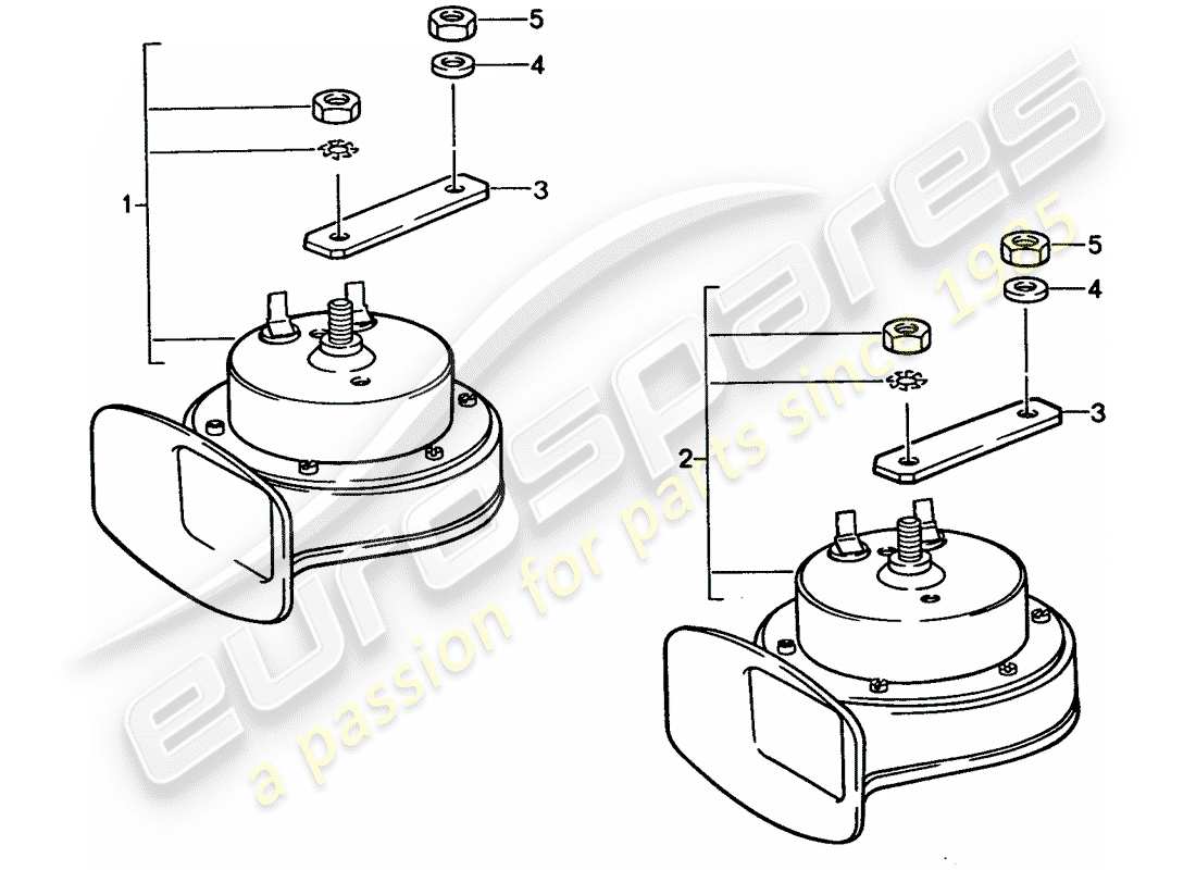 porsche 1992 (928) fanfare horn - high volume horn part diagram
