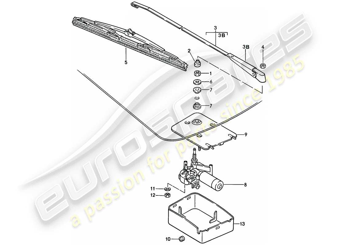 porsche 1983 (944) rear window wiper part diagram