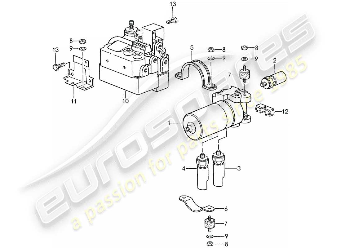porsche 1987 (959) hydraulic unit - speed sensor part diagram