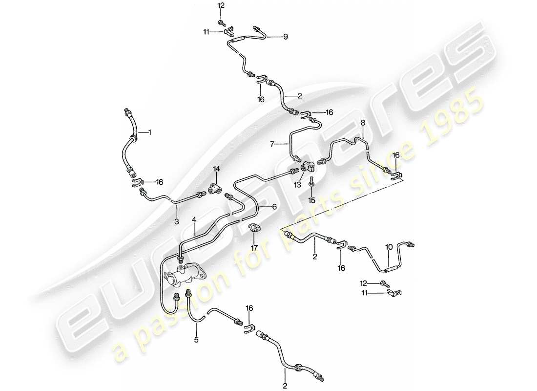 porsche 1983 (944) brake lines parts diagram