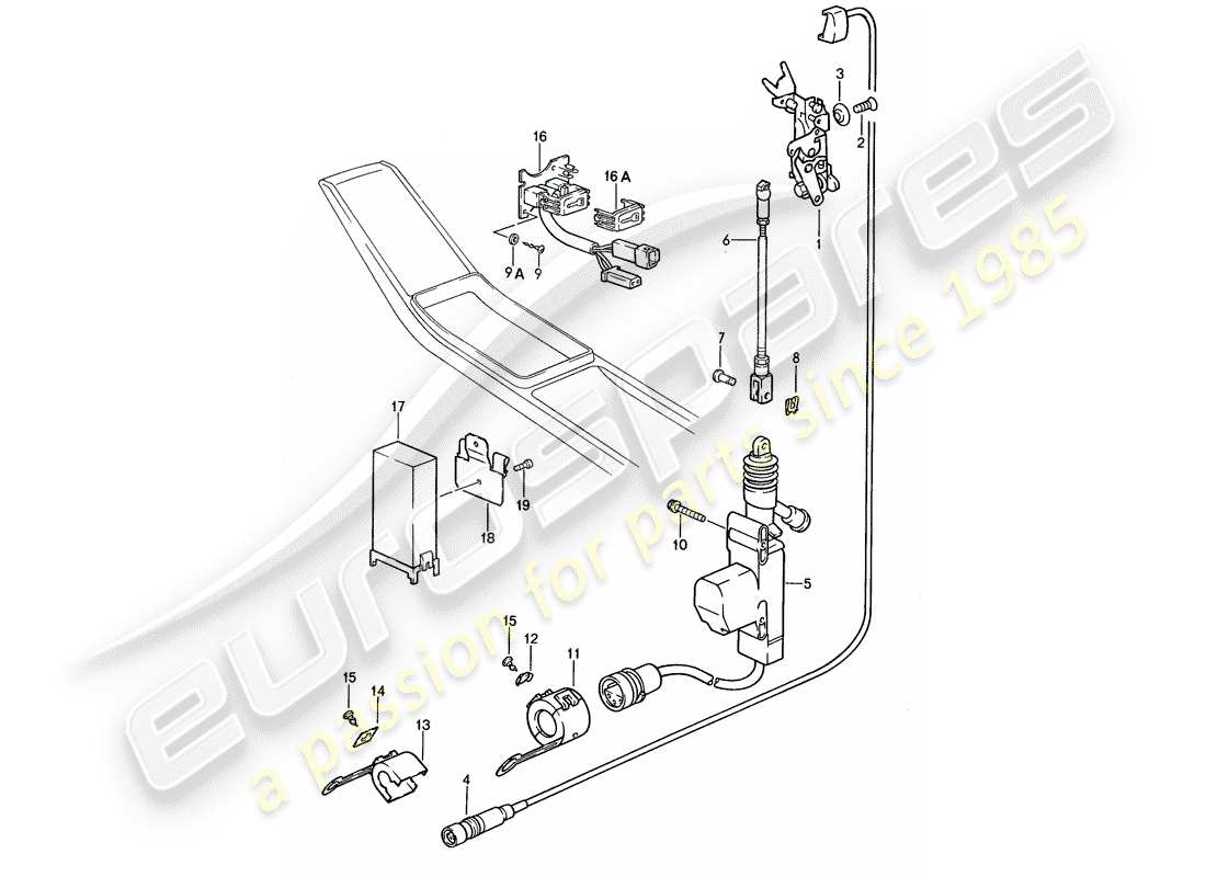 porsche 1988 (959) central locking system part diagram