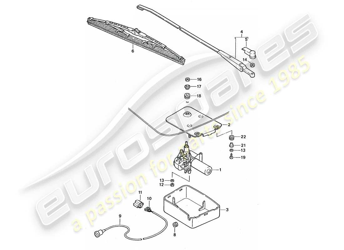porsche 1993 (968) rear window wiper part diagram