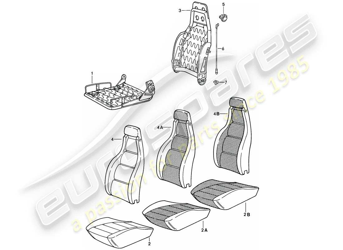 porsche 1983 (928) front seat - single parts - d >> - mj 1984 part diagram
