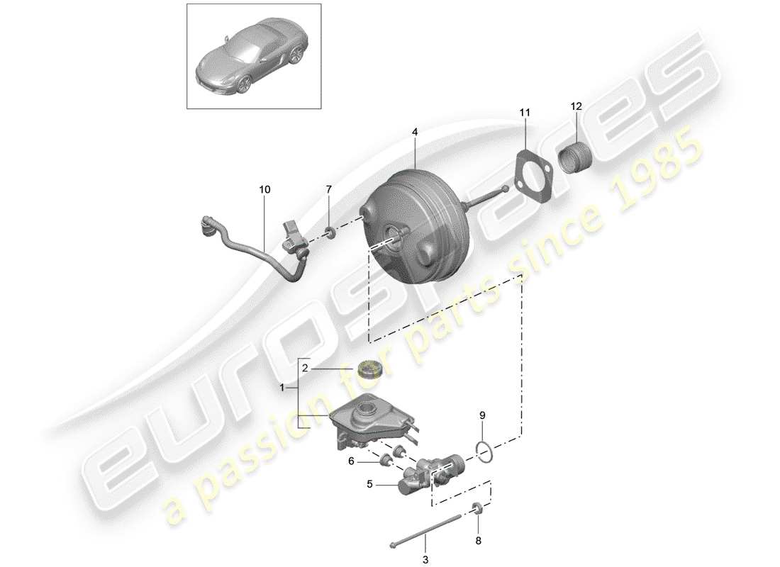 porsche 2012 (981 boxster) brake master cylinder part diagram