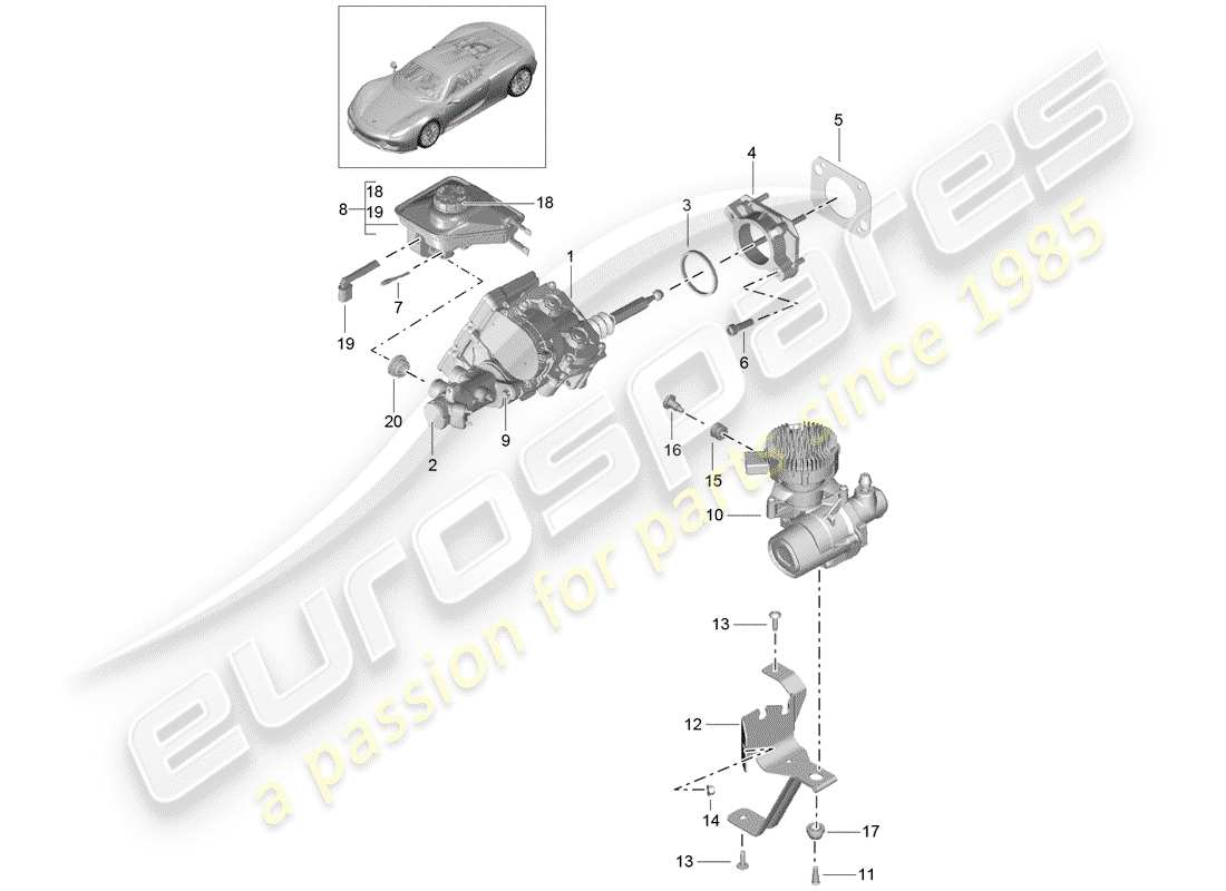 porsche 918 spyder (2015) brake master cylinder part diagram