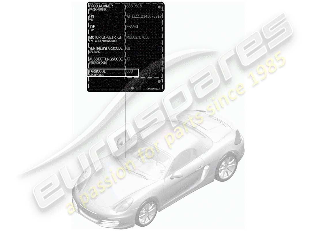porsche 2012 (981 boxster) paint touch-up stick part diagram